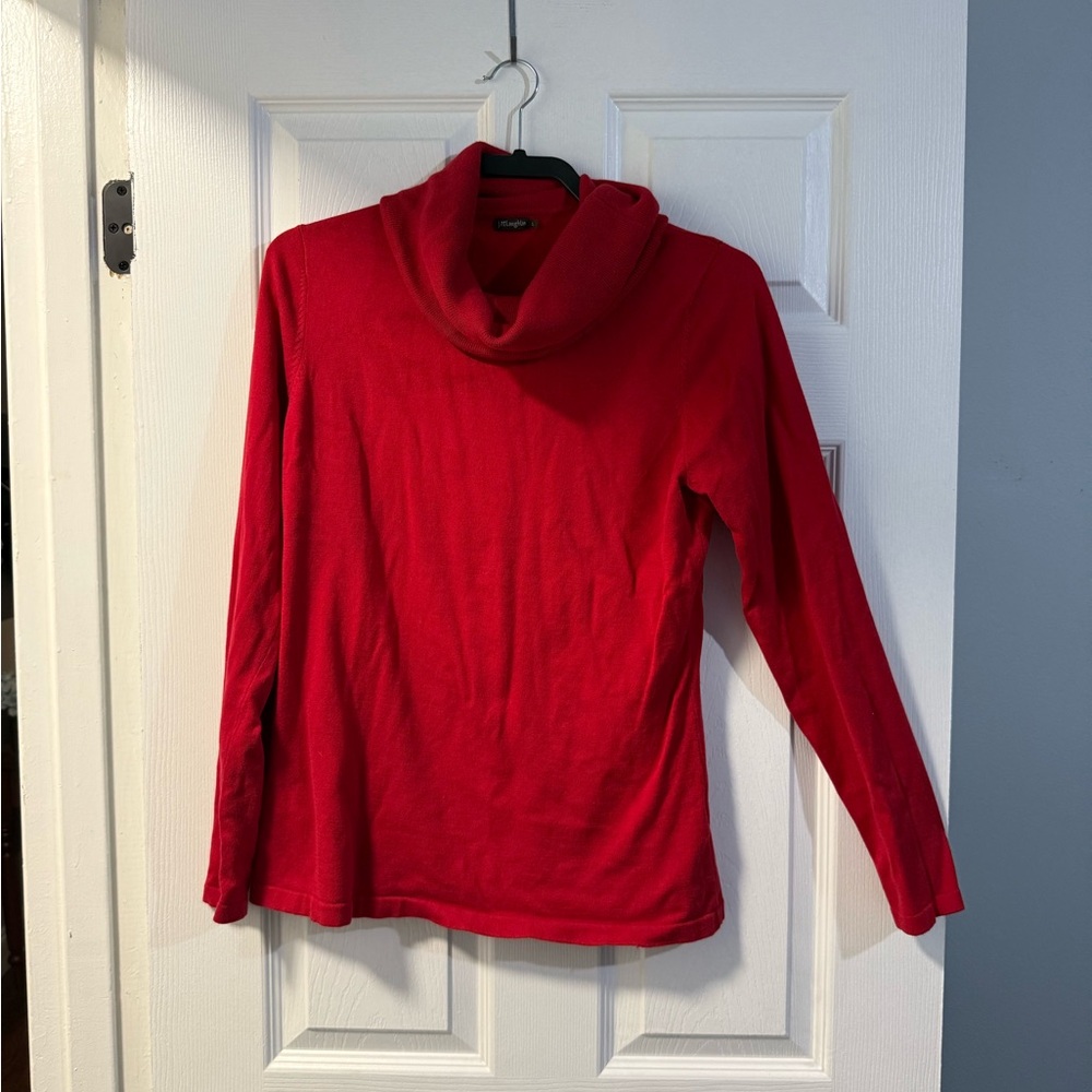 J. McLaughlin - Women’s- Vibrant Red Cowl Neck Sweater - Large